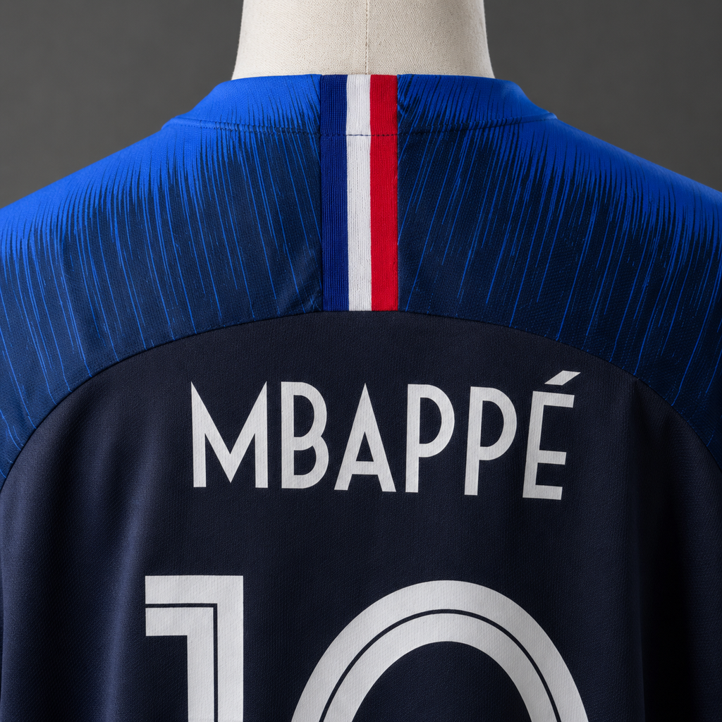 KYLIAN MBAPPE FRANCE 2018 WORLD CUP HOME KIT PREMIUM EMBROIDERY