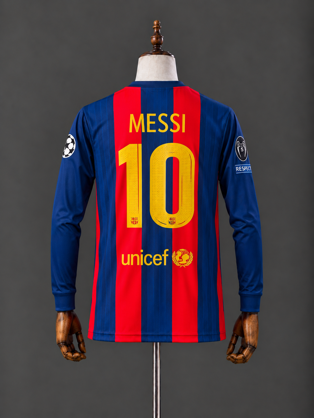 LIONEL MESSI FC BARCELONA 2017 - 18 HOME KIT PREMIUM EMBROIDERY F/S