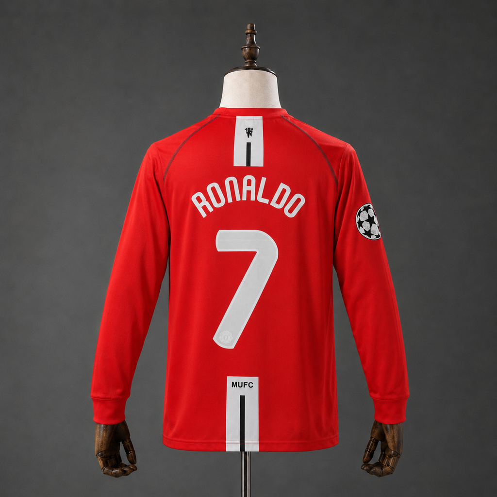 CRISTIANO RONALDO MANCHESTER UNITED 2007 - 08 HOME KIT PREMIUM EMBROIDERY F/S
