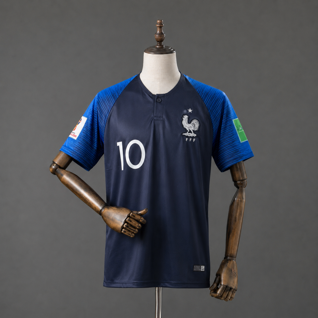 KYLIAN MBAPPE FRANCE 2018 WORLD CUP HOME KIT PREMIUM EMBROIDERY