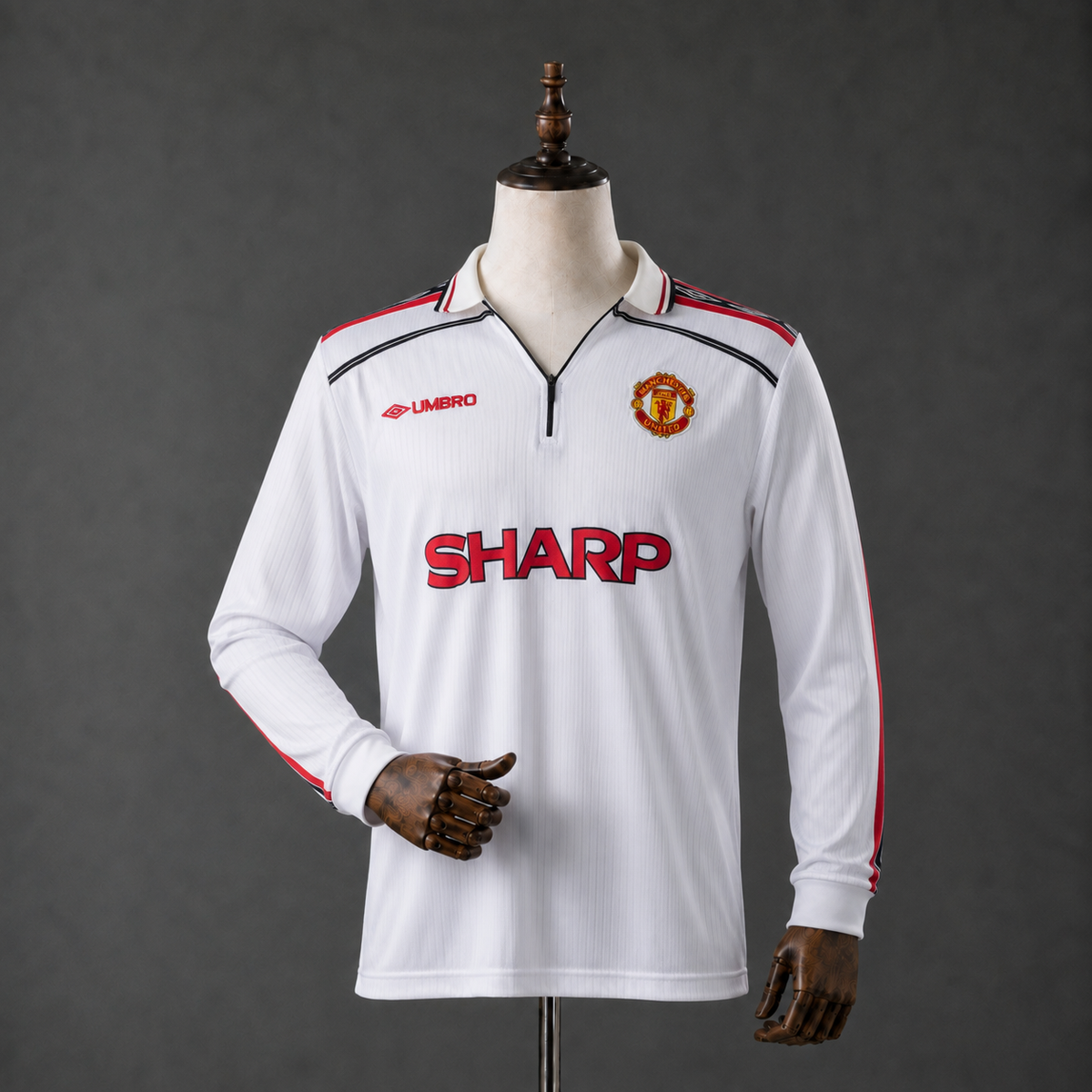 DAVID BECKHAM MANCHESTER UNITED 1998 WHITE KIT PREMIUM EMBROIDERY
