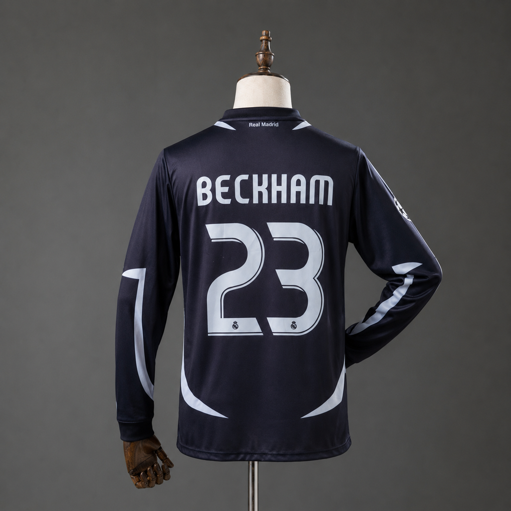 DAVID BECKHAM REAL MADRID 2006 - 07 AWAY KIT PREMIUM EMBROIDERY