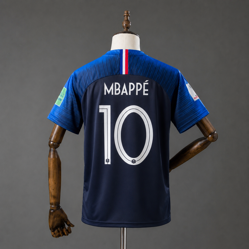 KYLIAN MBAPPE FRANCE 2018 WORLD CUP HOME KIT PREMIUM EMBROIDERY